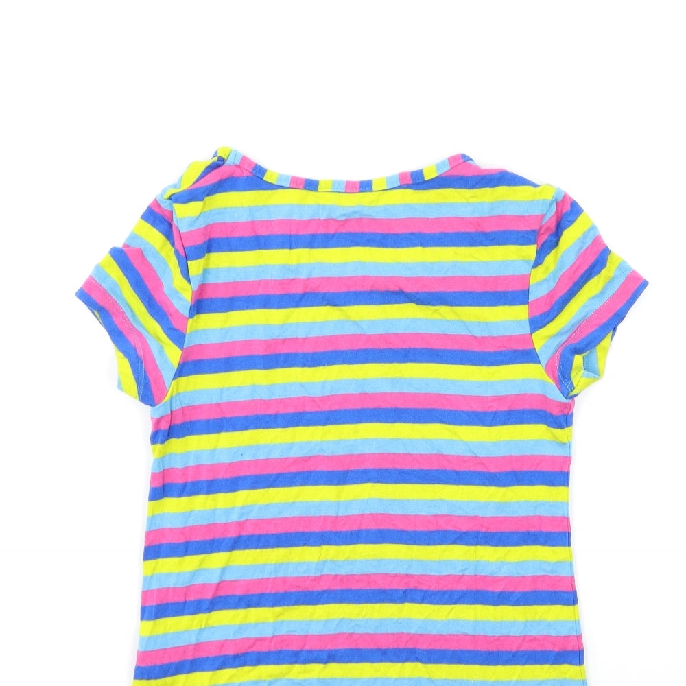 pepperts! Girls Pink Striped  Basic T-Shirt Size 7-8 Years