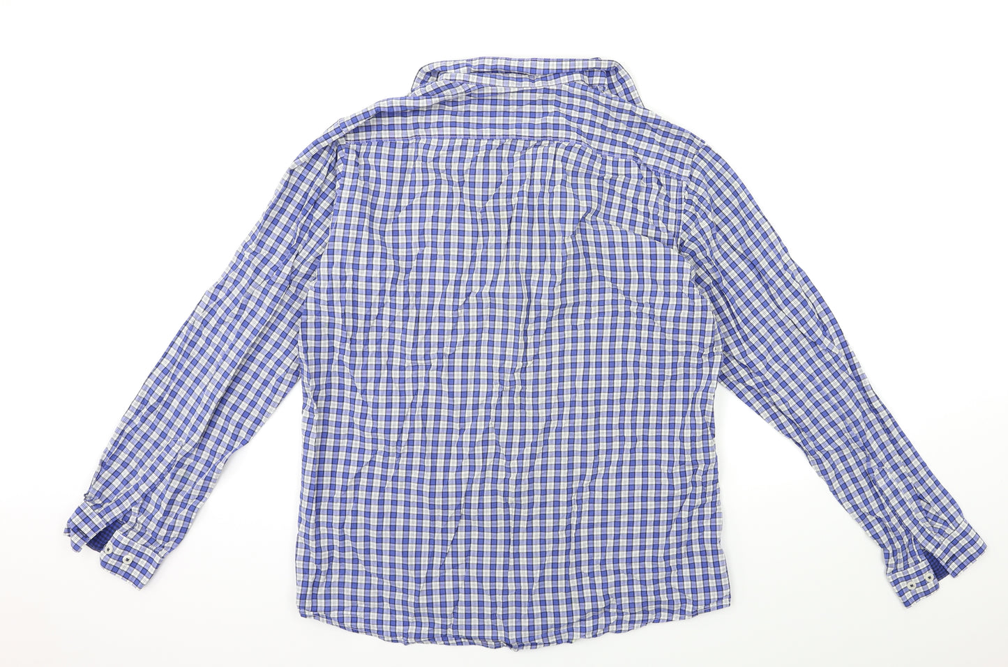 H&M Mens Blue Check   Button-Up Size L