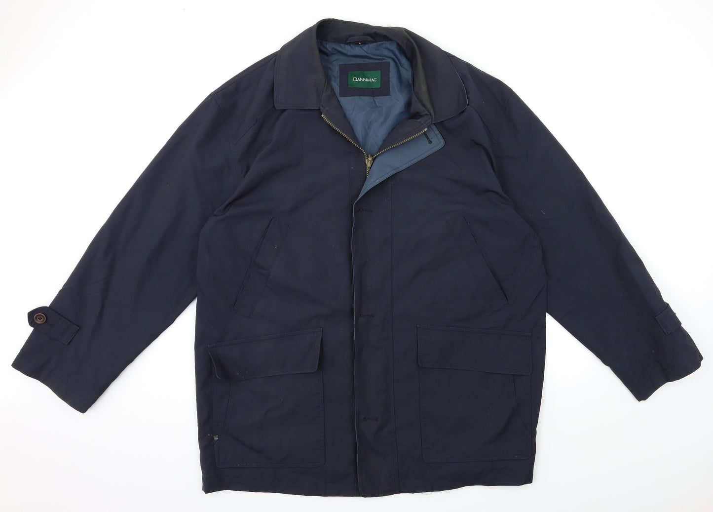 DANNIMAC Mens Blue   Overcoat Coat Size L