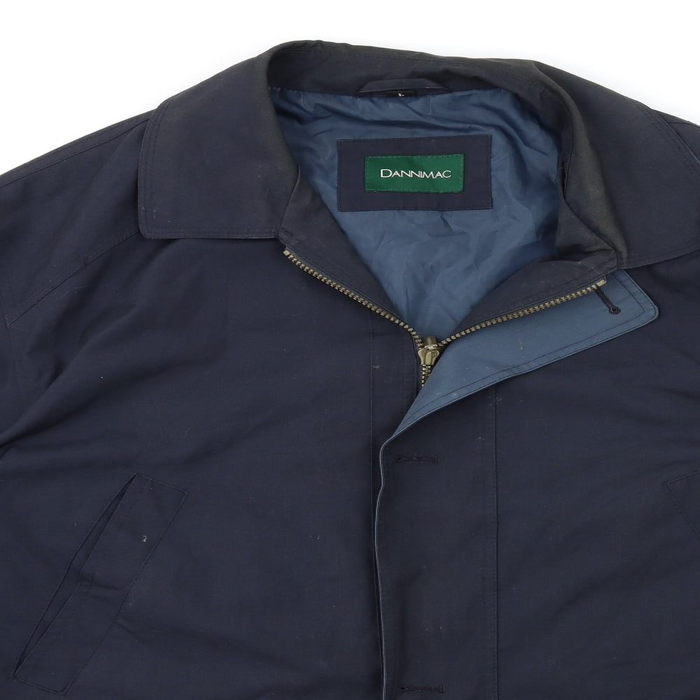 DANNIMAC Mens Blue   Overcoat Coat Size L