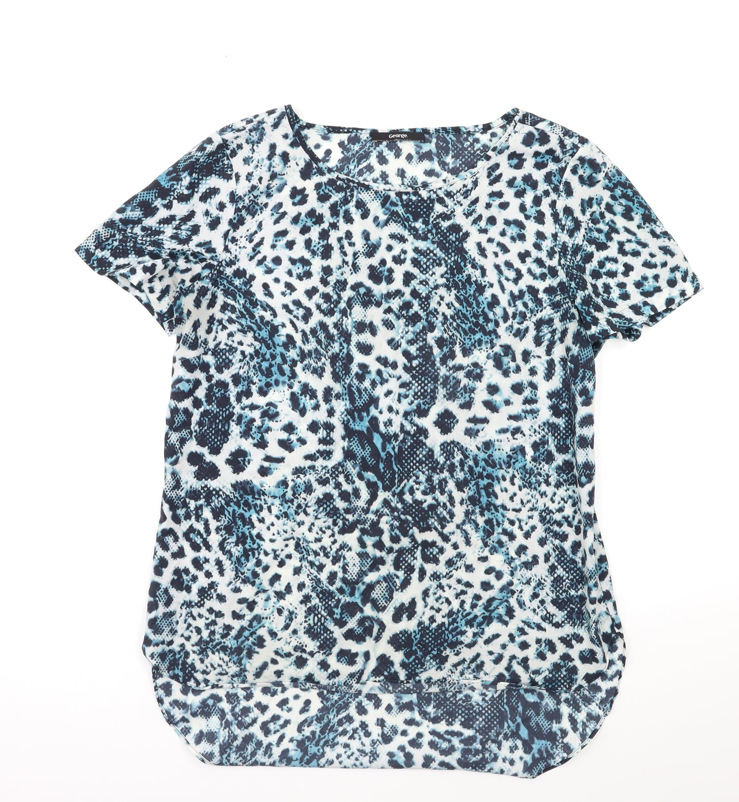 George Womens Blue Animal Print  Basic T-Shirt Size 12