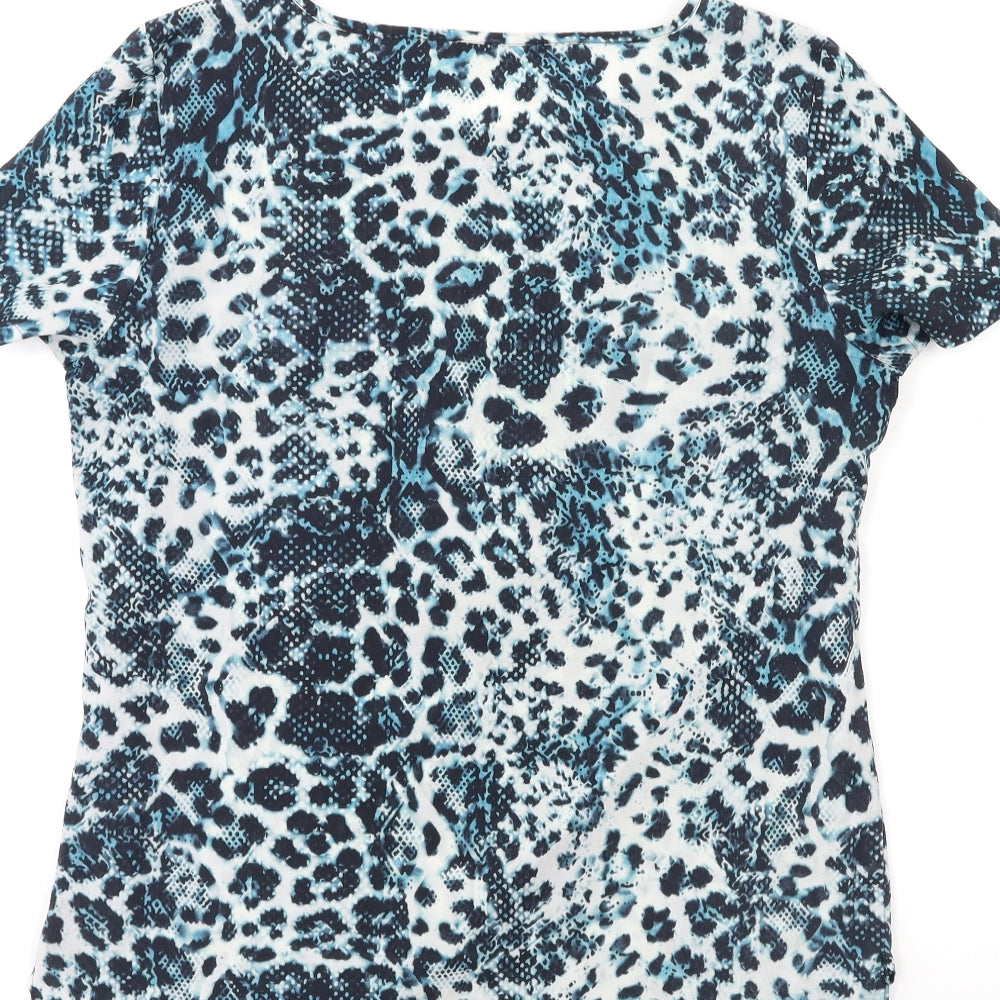 George Womens Blue Animal Print  Basic T-Shirt Size 12