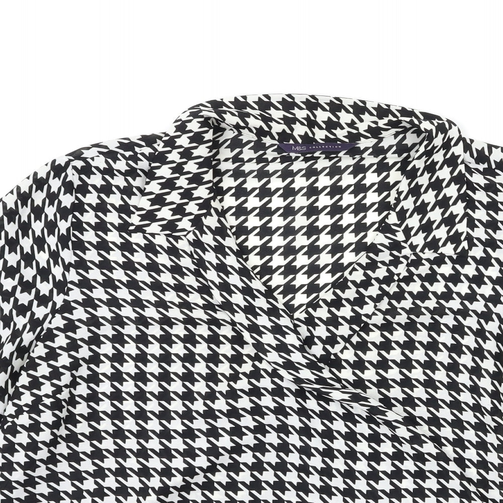 Marks and Spencer Womens Black Houndstooth  Basic Blouse Size 14