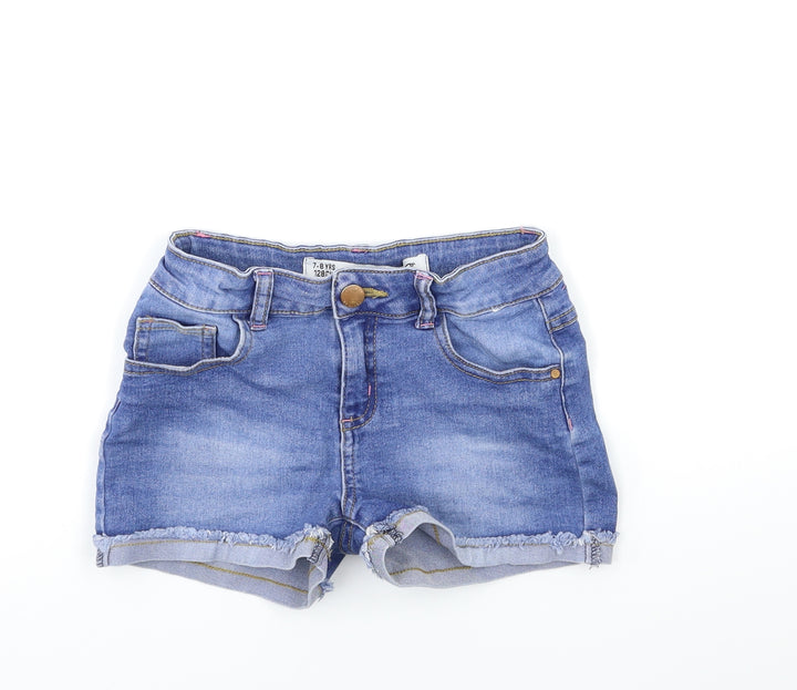 Denim & Co. Girls Blue  Denim Hot Pants Shorts Size 7-8 Years