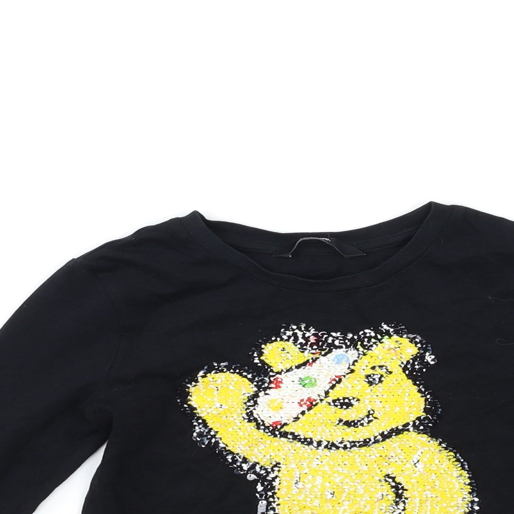 George Girls Black   Basic T-Shirt Size 5-6 Years  - pudsey