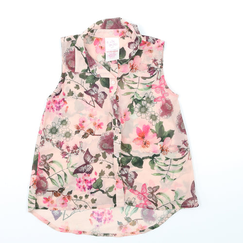 EVIE Girls Pink Floral  Basic Blouse Size 5 Years