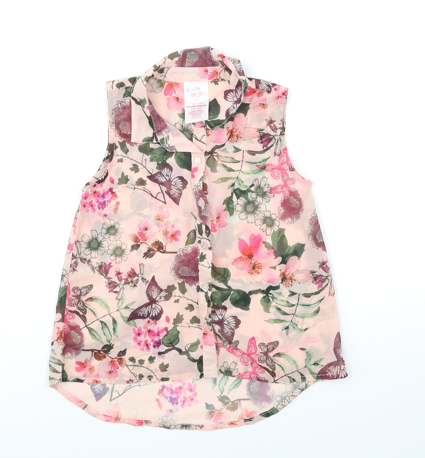 EVIE Girls Pink Floral  Basic Blouse Size 5 Years