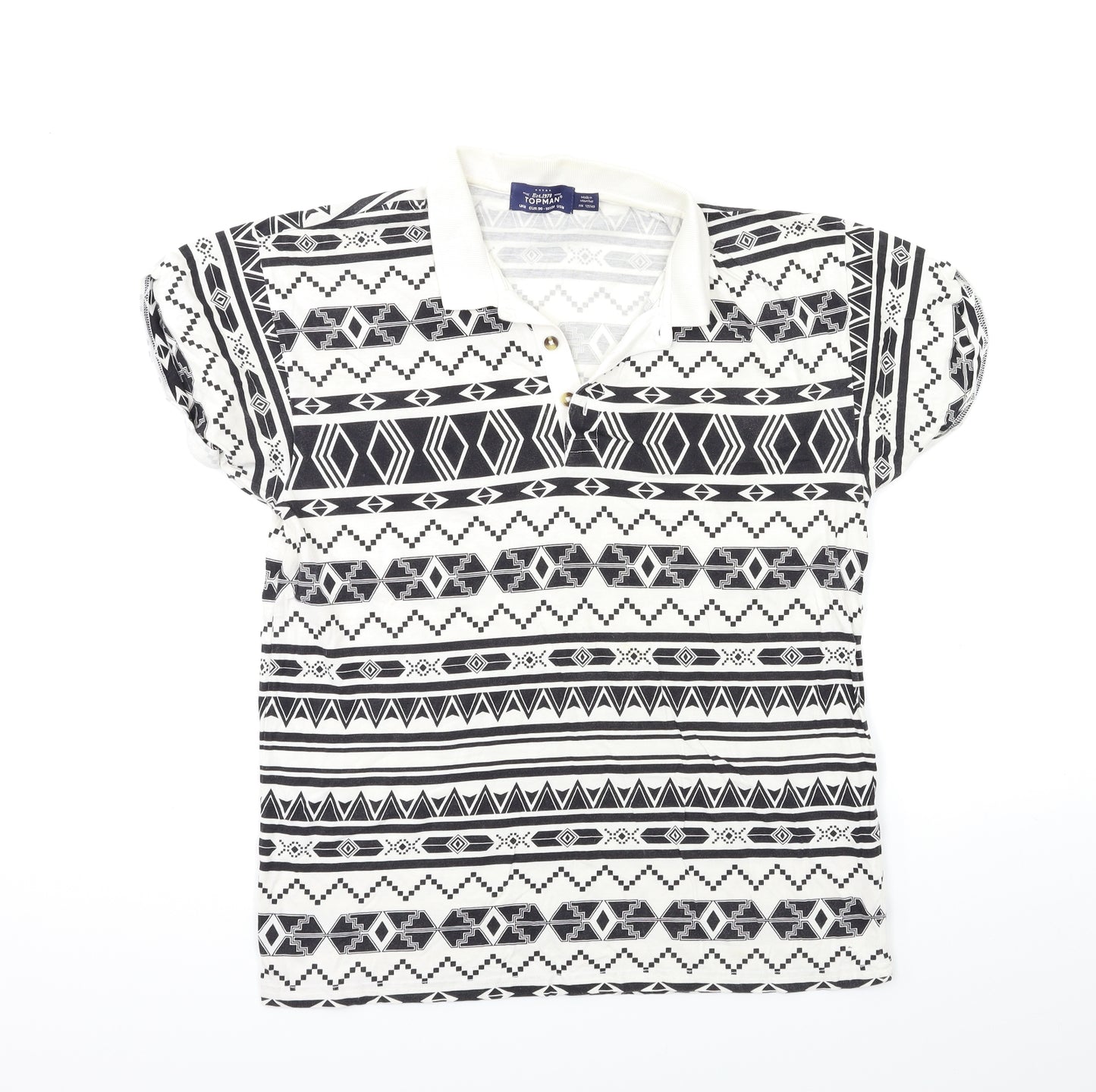 Topman Mens White Geometric   Polo Size M