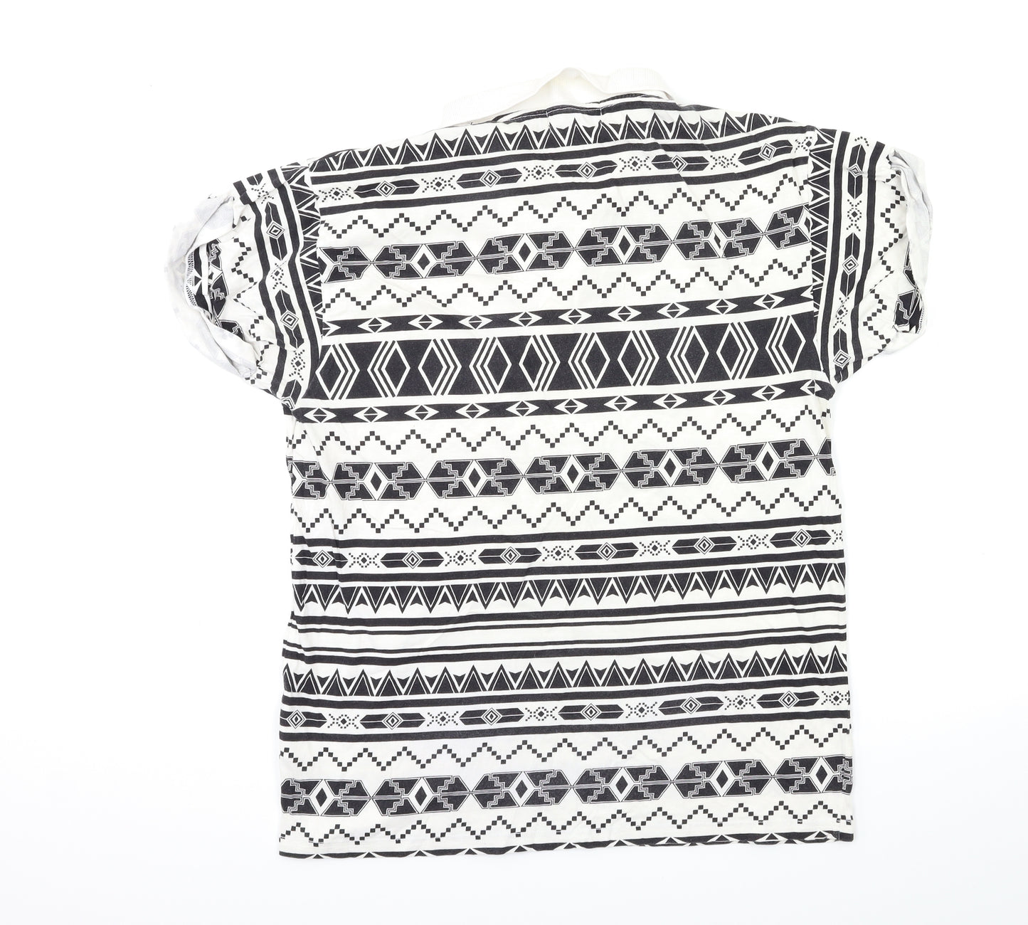 Topman Mens White Geometric   Polo Size M