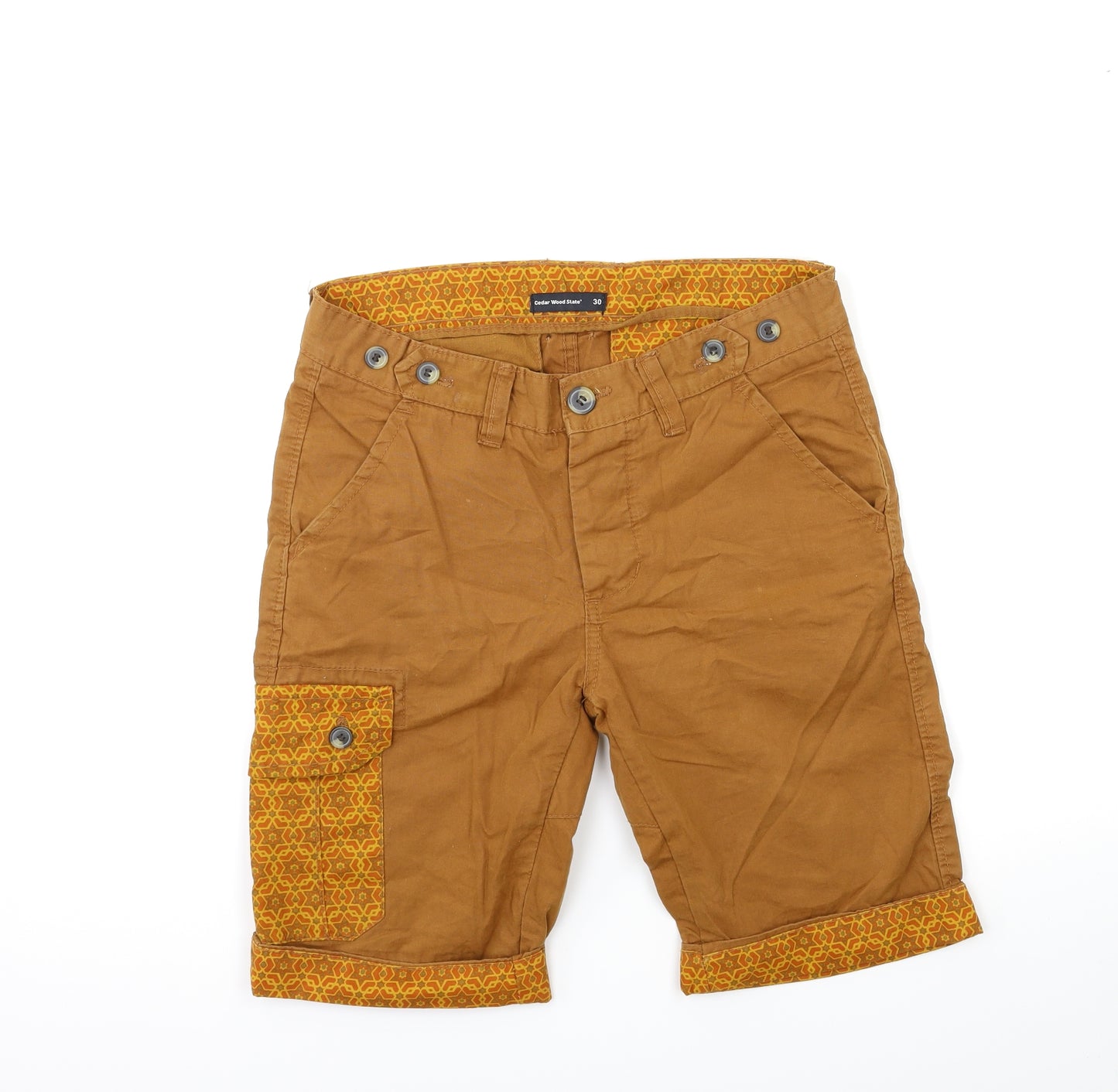 Cedar Wood State Mens Brown  Denim Chino Shorts Size 30 in