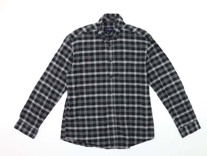Blue Harbour Mens Black Check   Button-Up Size M