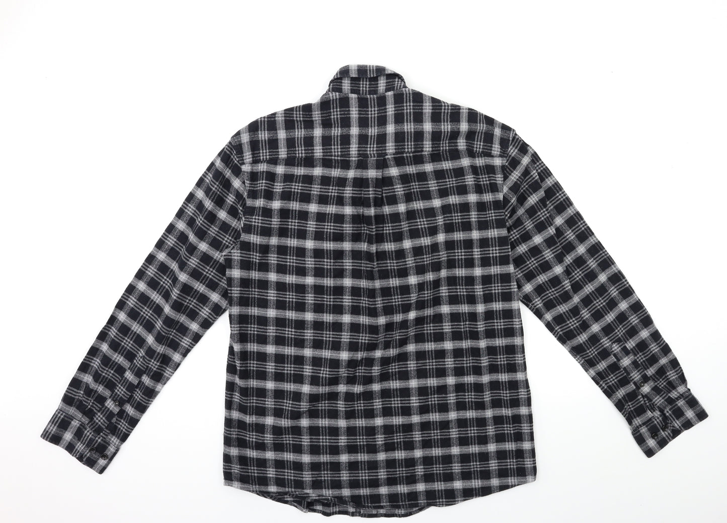 Blue Harbour Mens Black Check   Button-Up Size M