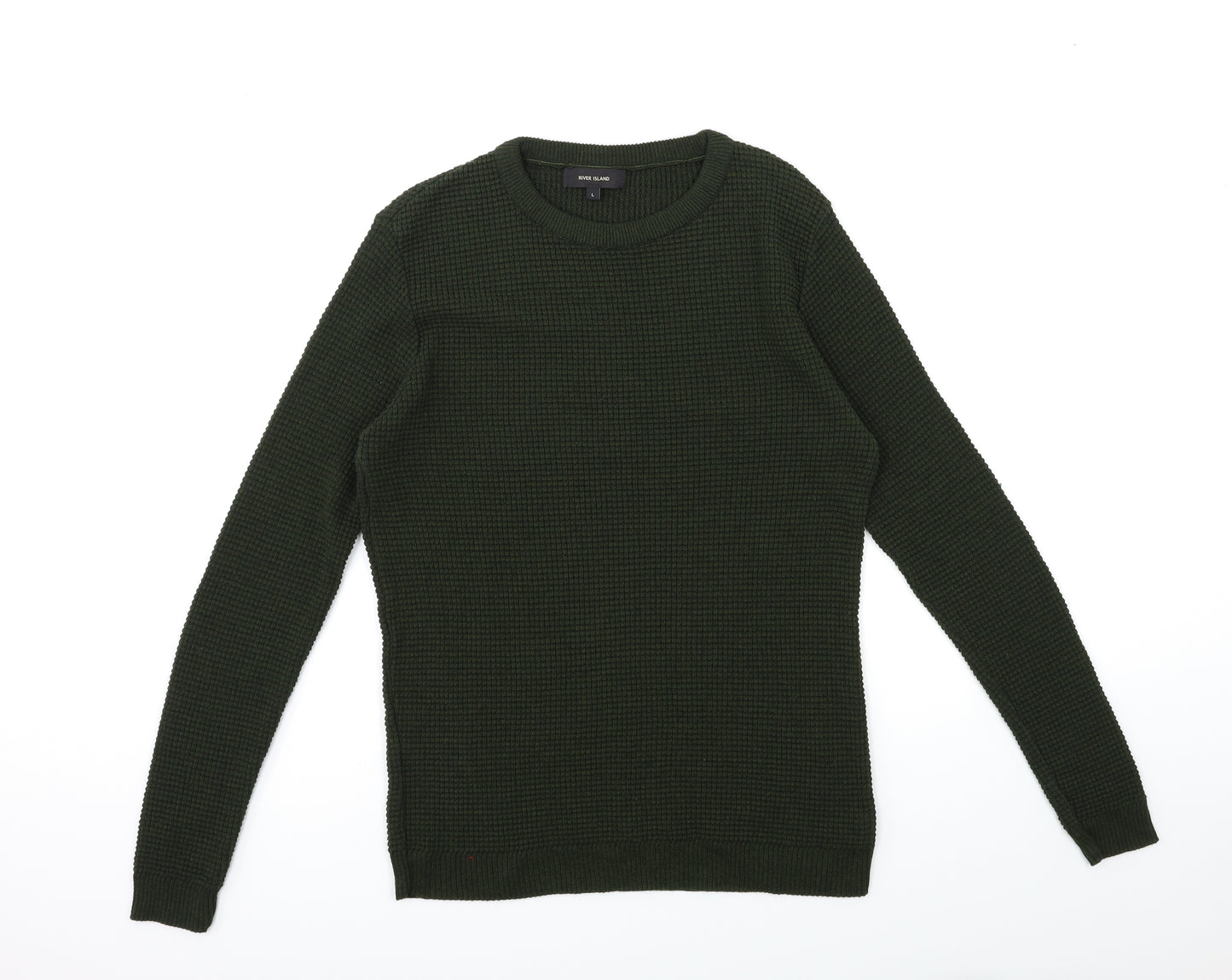 River Island Mens Green  Knit Pullover Jumper Size L
