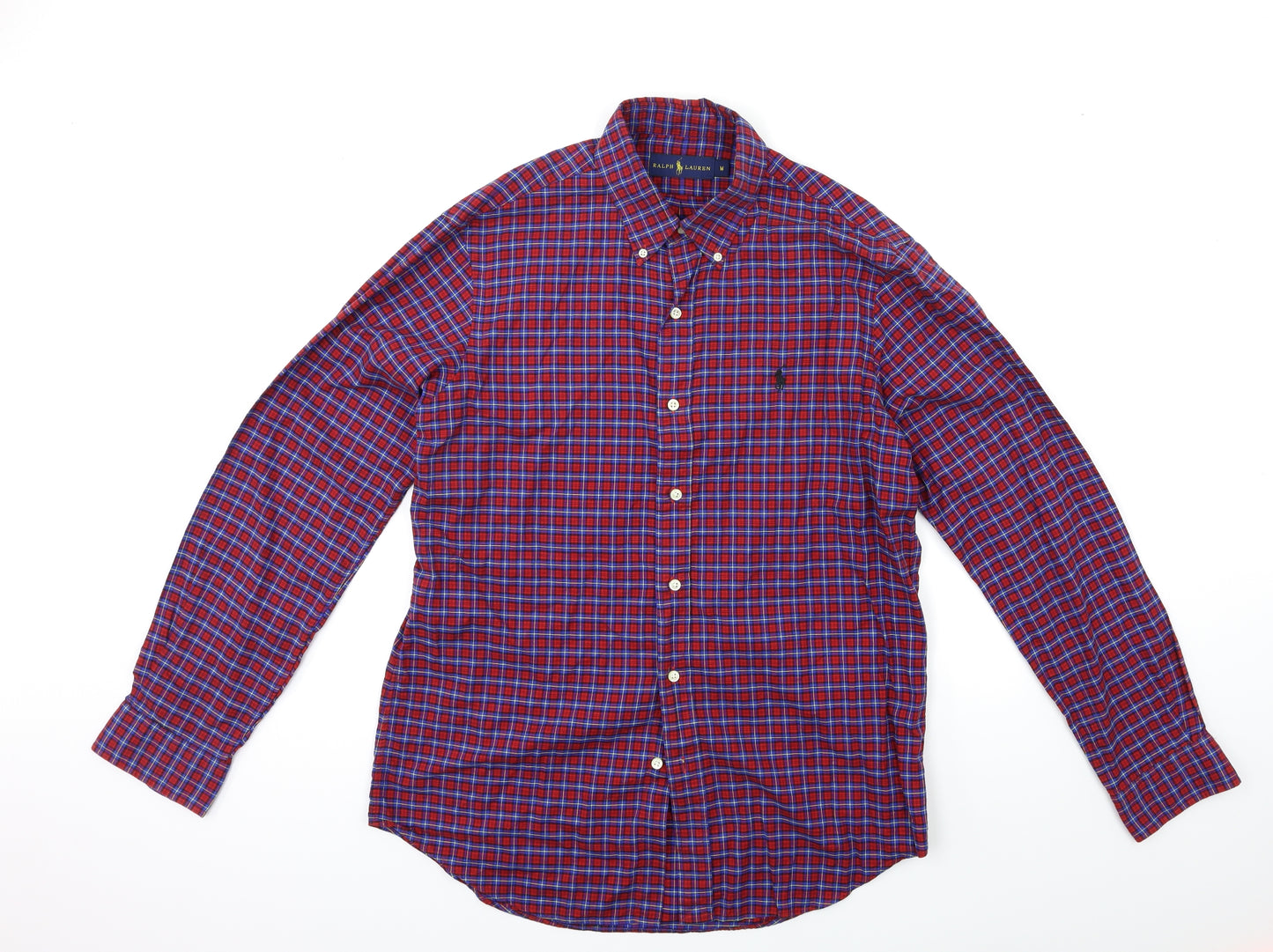 Ralph Lauren Mens Blue Check   Button-Up Size M
