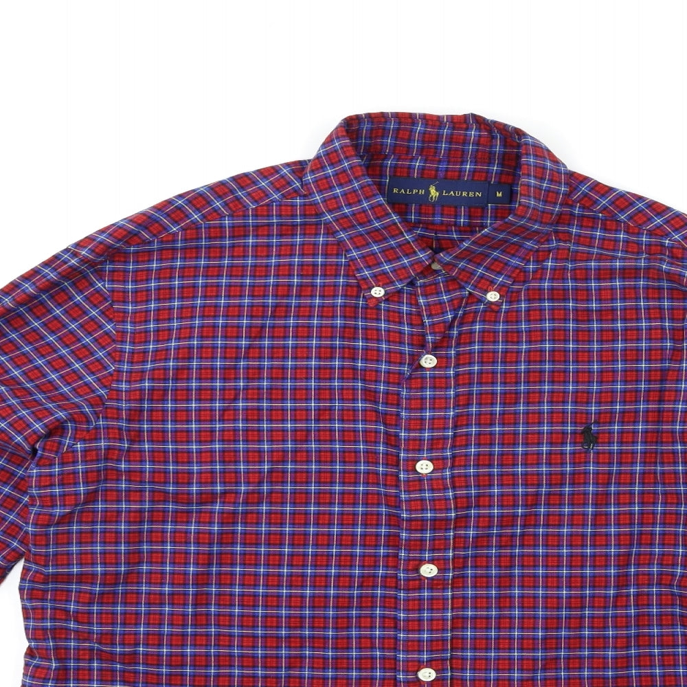 Ralph Lauren Mens Blue Check   Button-Up Size M