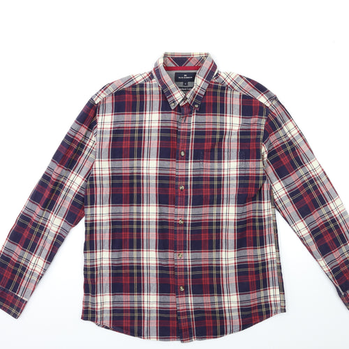 Blue Harbour Mens Red Check   Button-Up Size M
