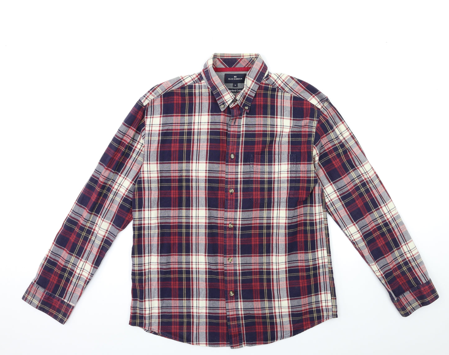 Blue Harbour Mens Red Check   Button-Up Size M