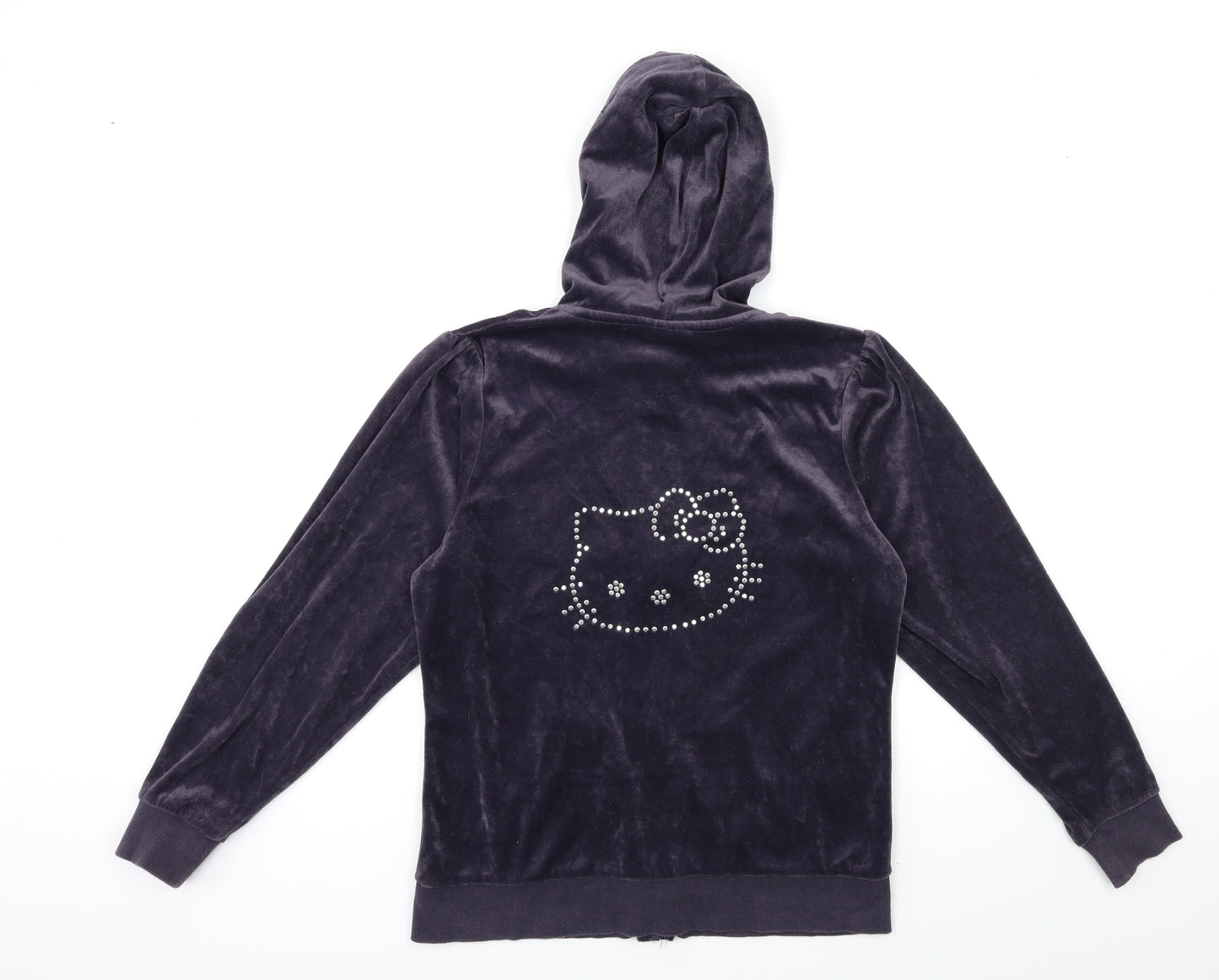 Hello Kitty Womens Grey  Velour Full Zip Hoodie Size S