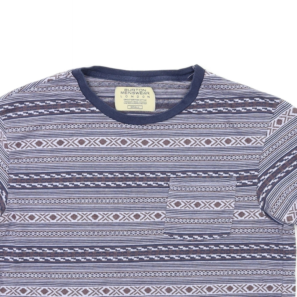 Burton Mens Blue Striped   T-Shirt Size S