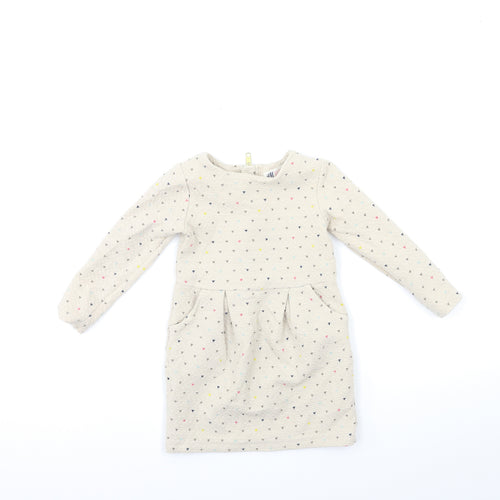 H&M Girls Beige   Jumper Dress  Size 2-3 Years