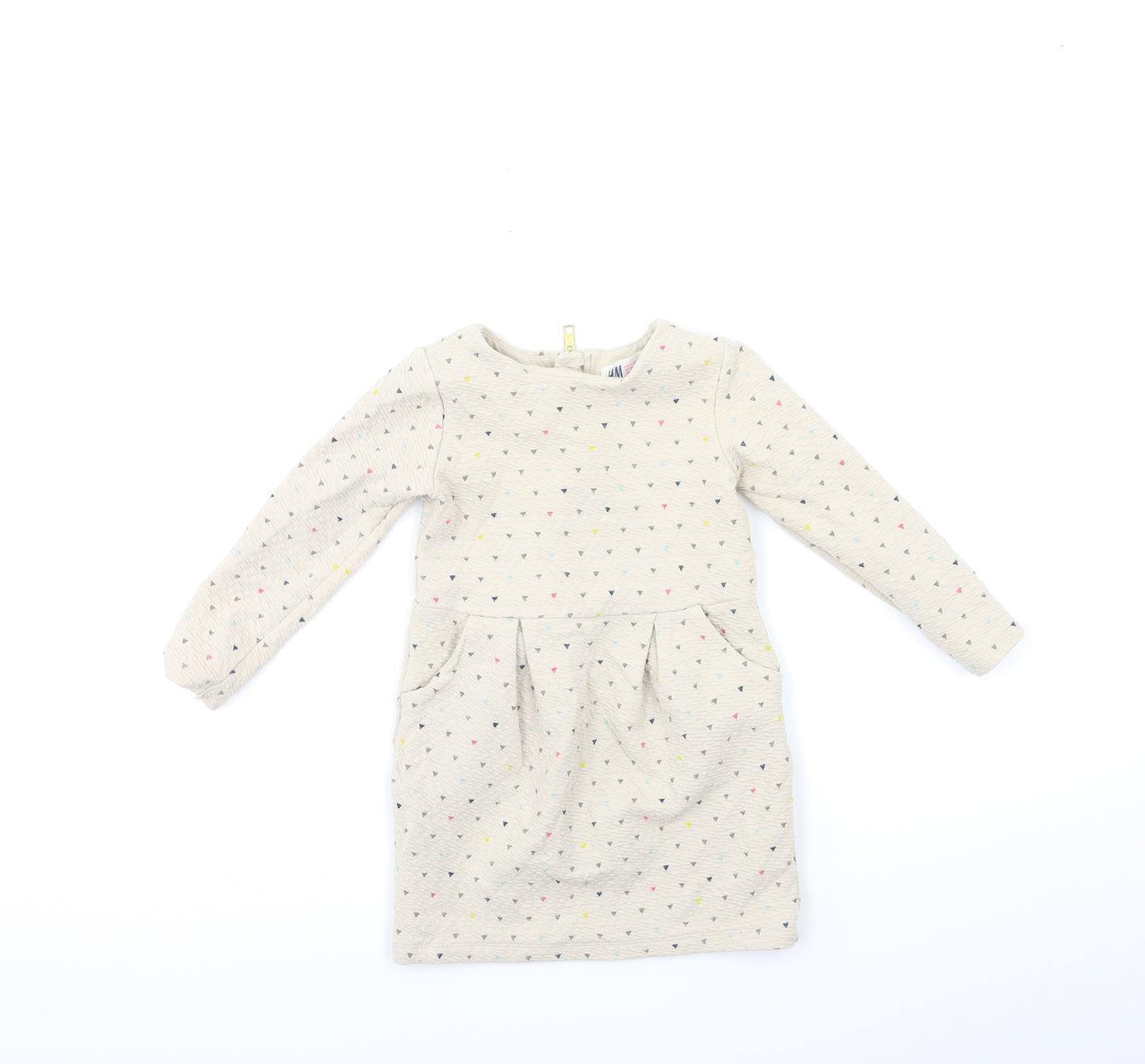 H&M Girls Beige   Jumper Dress  Size 2-3 Years