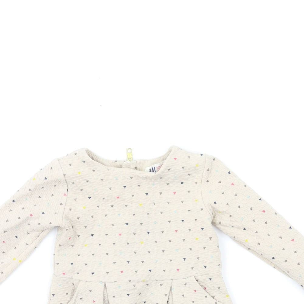 H&M Girls Beige   Jumper Dress  Size 2-3 Years