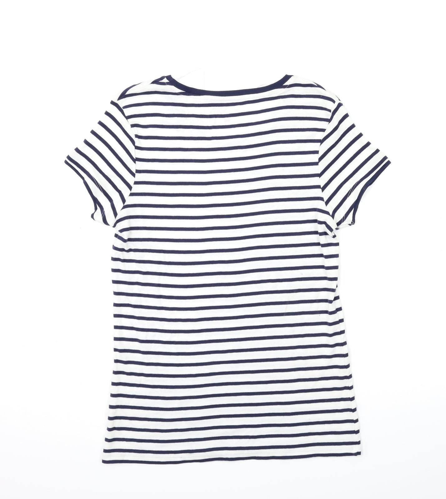 TU Womens White Striped  Basic T-Shirt Size 14