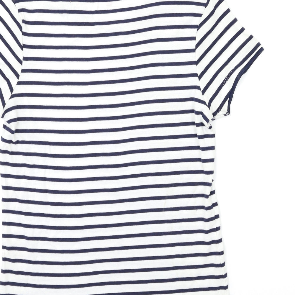TU Womens White Striped  Basic T-Shirt Size 14