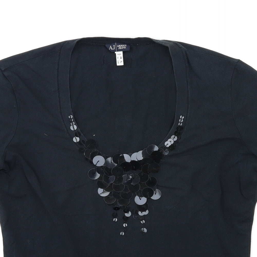 ARMANI Womens Black   Basic T-Shirt Size 18