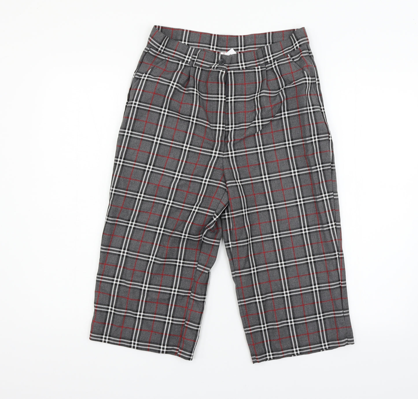 Cht Womens Grey Check  Cropped Trousers Size S L20 in