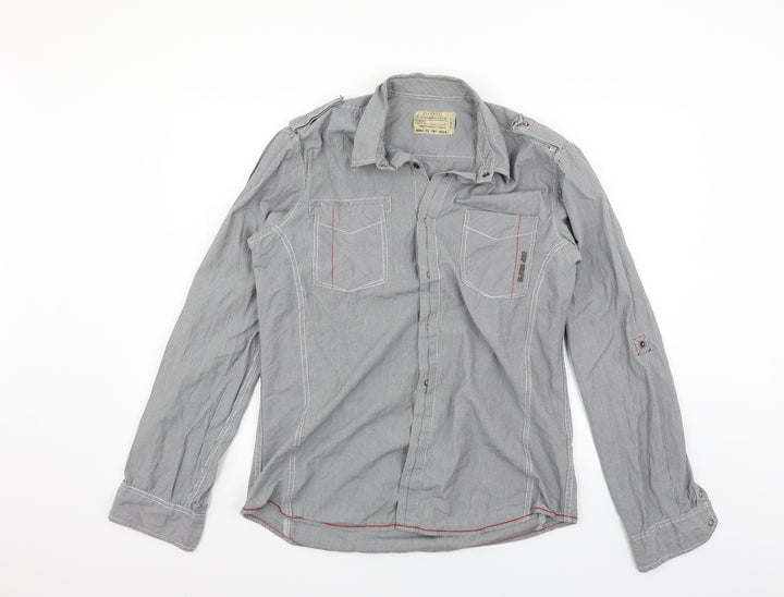 NEXT Mens Grey Polka Dot   Button-Up Size L