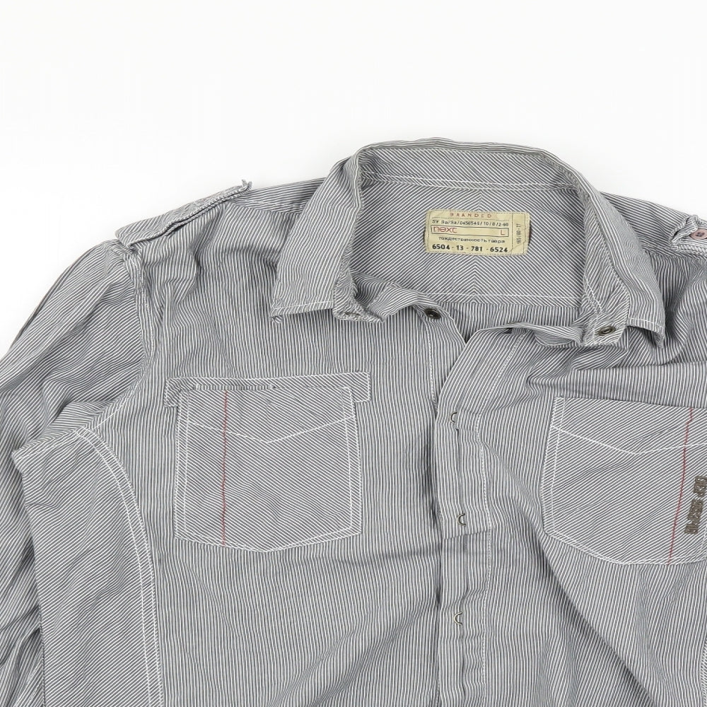 NEXT Mens Grey Polka Dot   Button-Up Size L