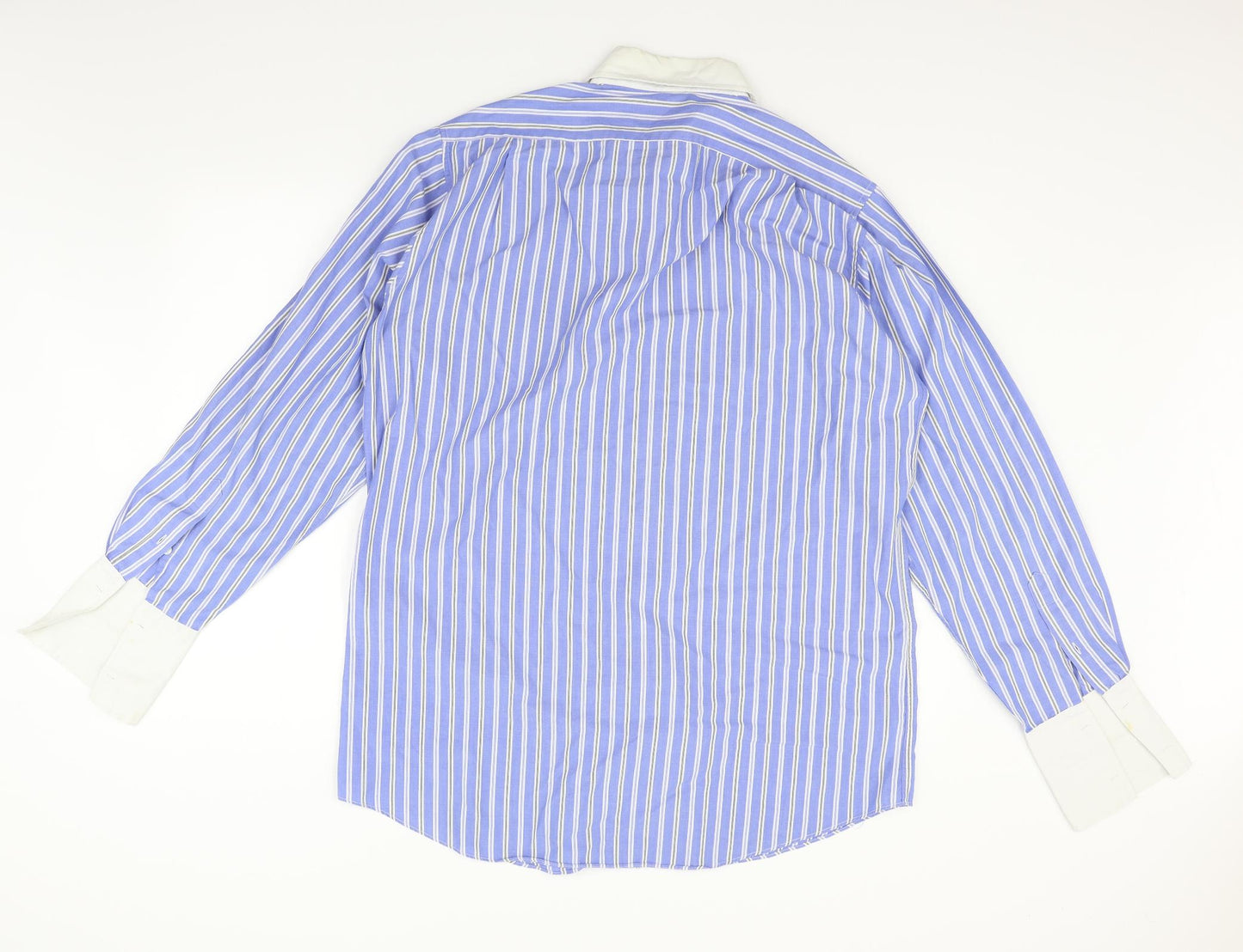 Christopher hayes Mens Blue Striped   Button-Up Size 16