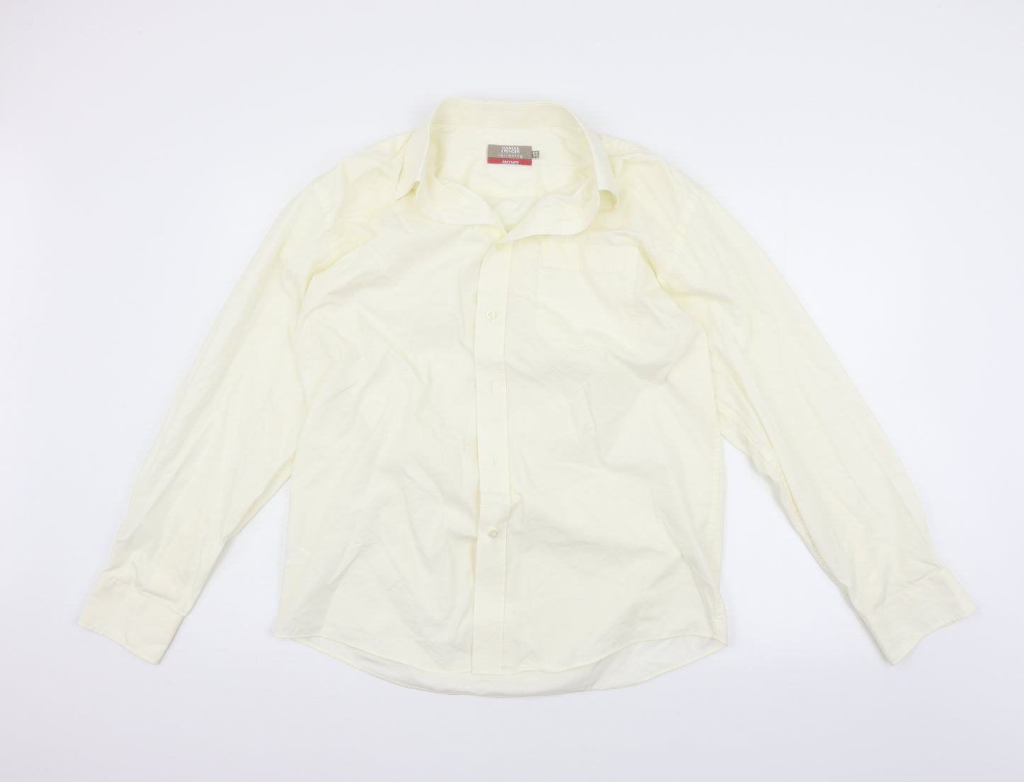 Marks and Spencer Mens Beige    Button-Up Size 15.5