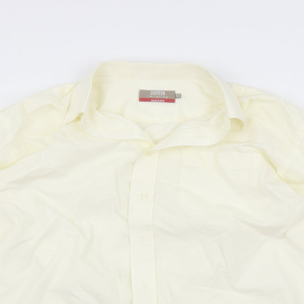 Marks and Spencer Mens Beige    Button-Up Size 15.5