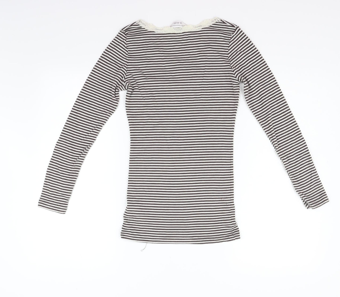 Secret Possesions Womens White Striped  Basic T-Shirt Size 8