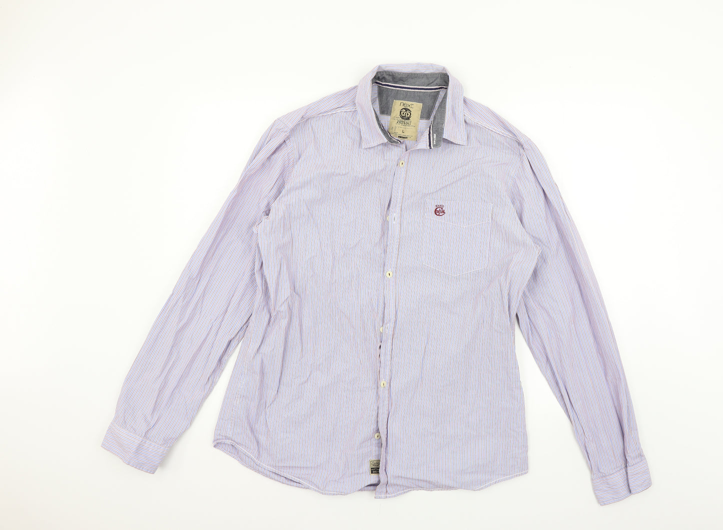 NEXT Mens Blue Striped   Button-Up Size L