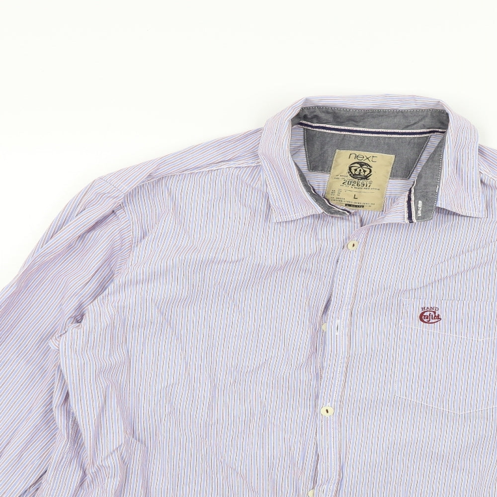 NEXT Mens Blue Striped   Button-Up Size L
