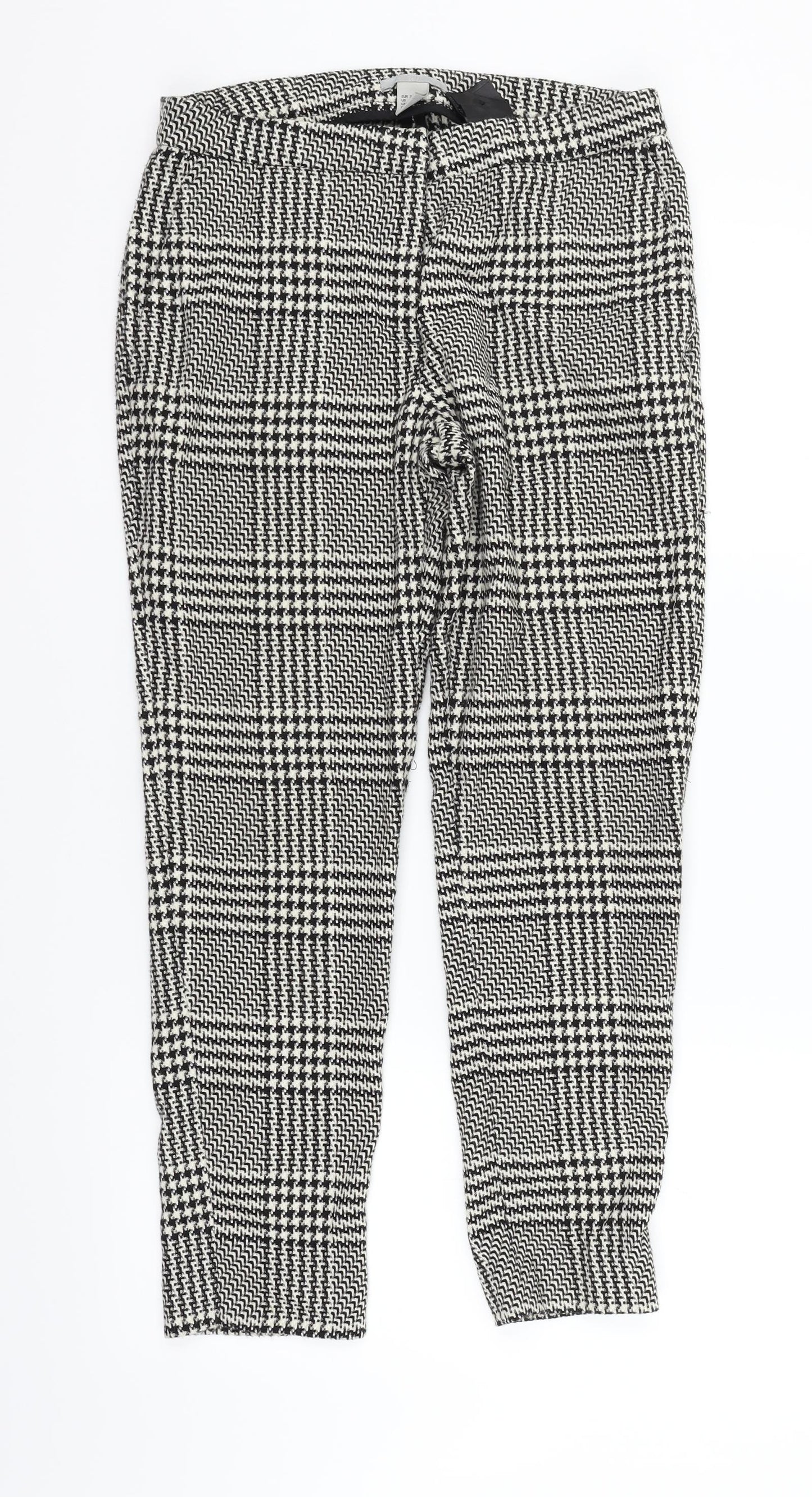 H&M Womens White Geometric  Sweatpants Trousers Size 10 L23 in