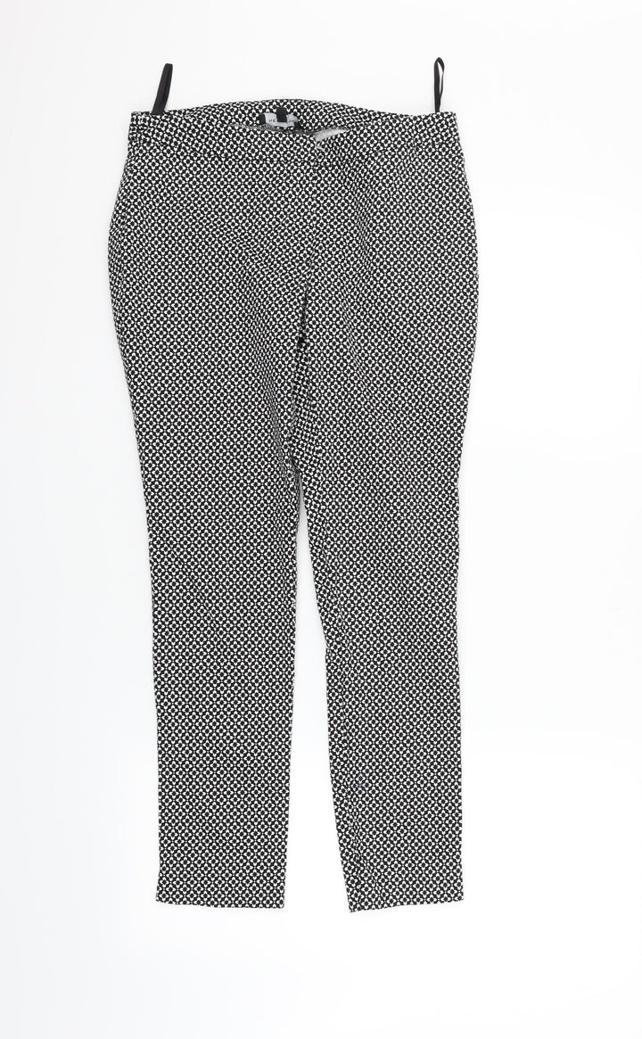 New Look Womens Black Geometric Trousers Size 8 L23 in