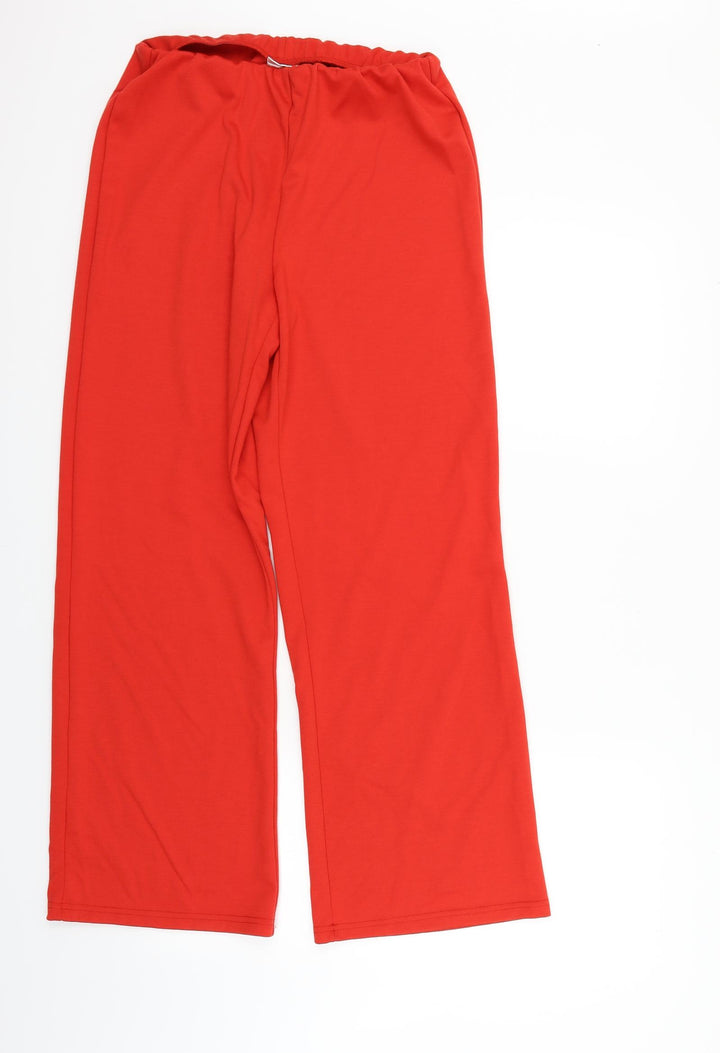 Damart Womens Red Houndstooth Trousers Size 12 L27 in - Elastic Waist Band