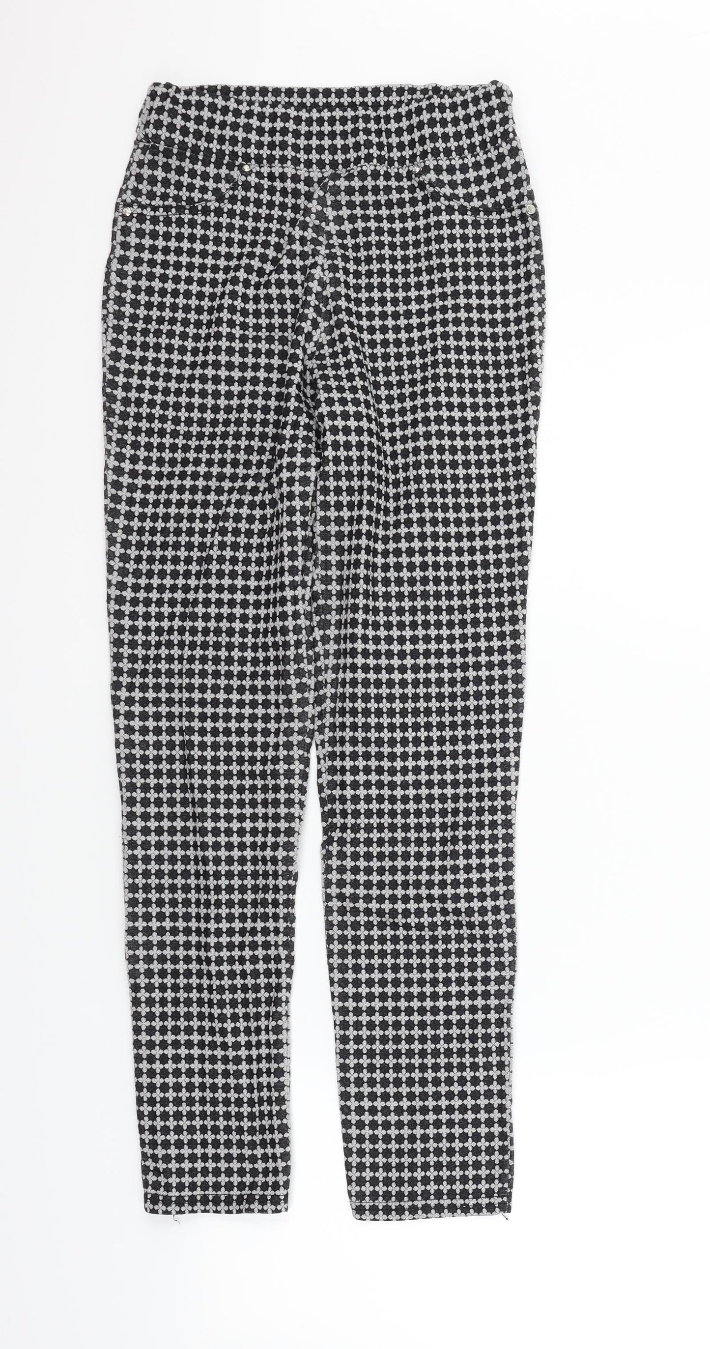 Deck Womens Black Geometric  Trousers  Size 24 in L27 in