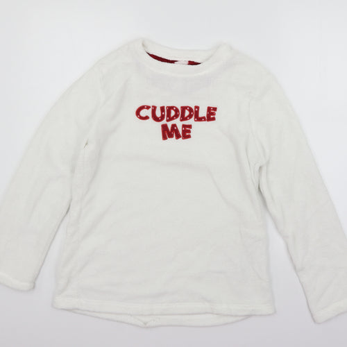LOVE TO LOUNGE Girls White Solid  Top Pyjama Top Size S  - Cuddle Me