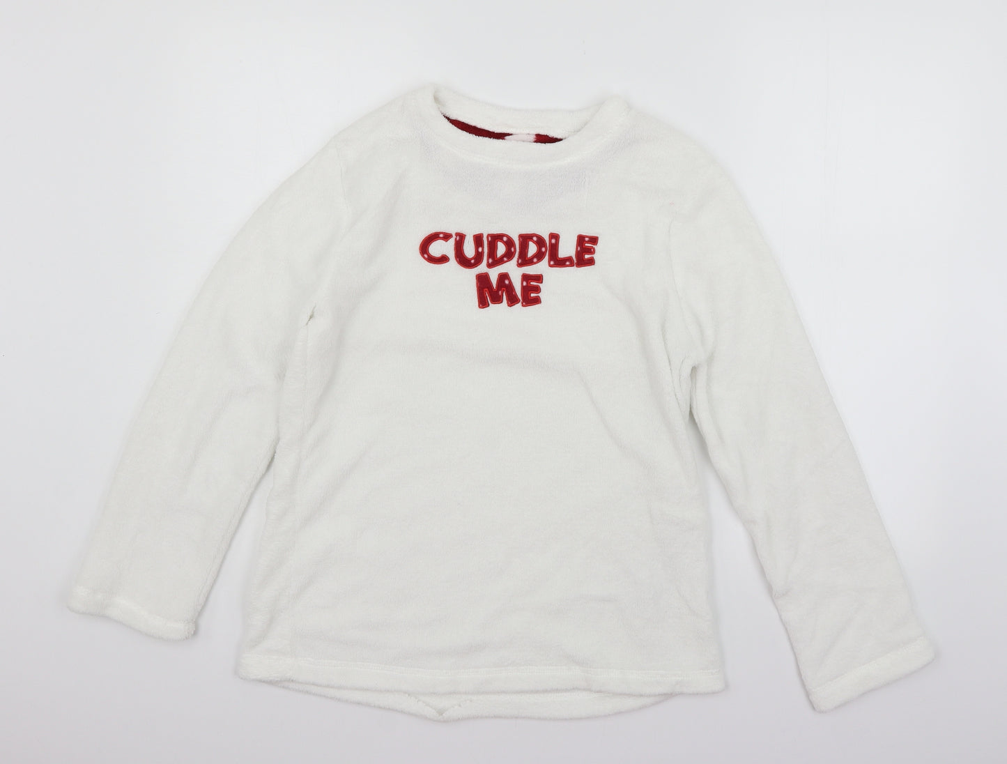 LOVE TO LOUNGE Girls White Solid  Top Pyjama Top Size S  - Cuddle Me