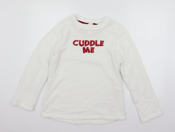 LOVE TO LOUNGE Girls White Solid  Top Pyjama Top Size S  - Cuddle Me