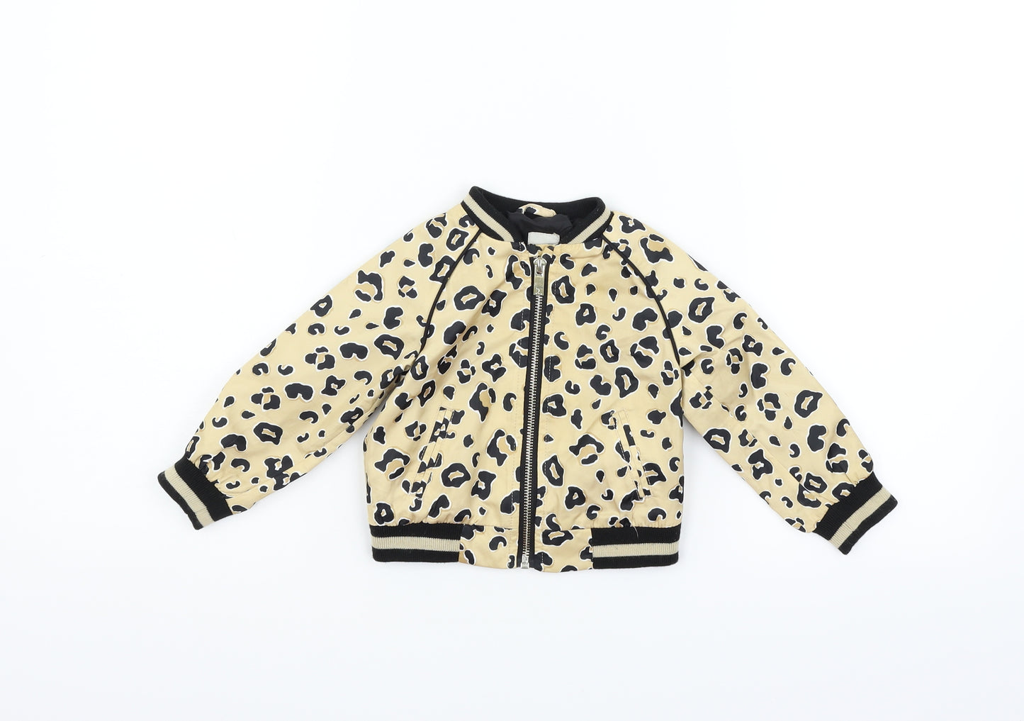 River Island Girls Beige Animal Print  Full Zip Jumper Size 9-12 Months