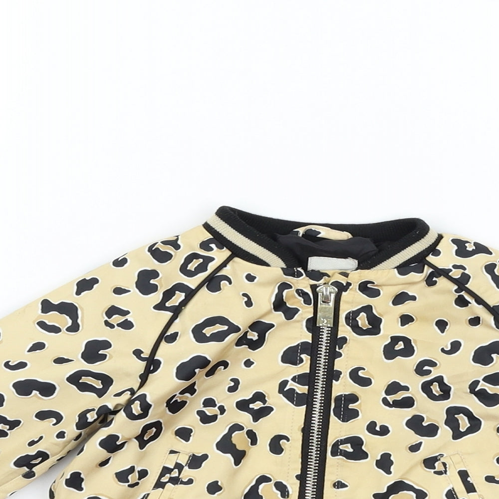 River Island Girls Beige Animal Print  Full Zip Jumper Size 9-12 Months
