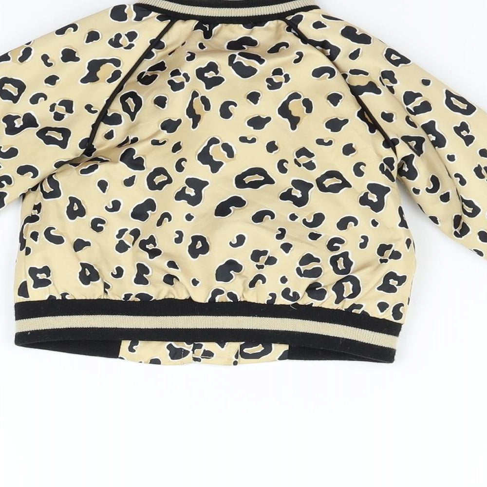 River Island Girls Beige Animal Print  Full Zip Jumper Size 9-12 Months
