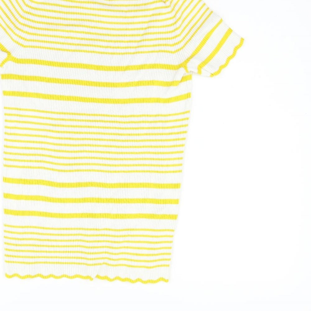 TU Womens White Striped  Basic Blouse Size 12