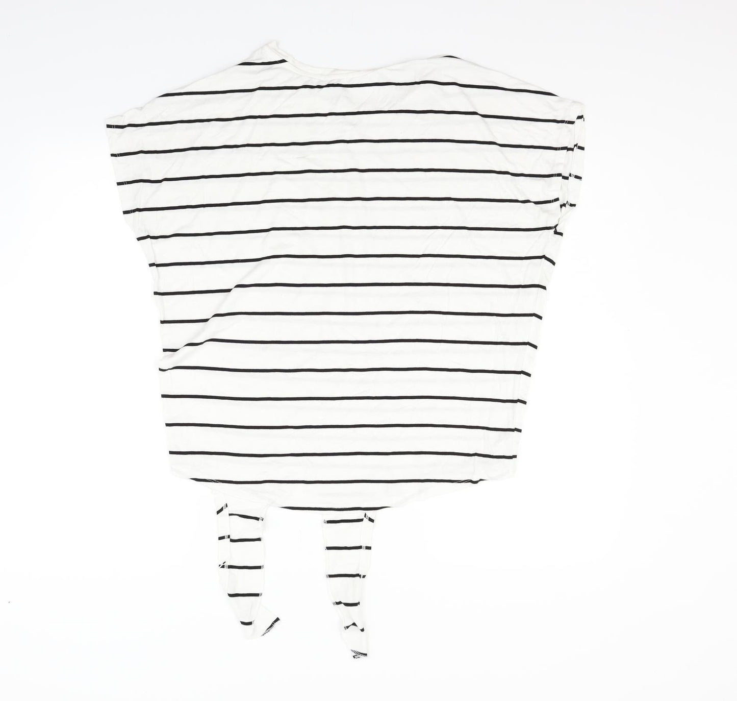 New Look Womens Silver Striped  Basic T-Shirt Size 8